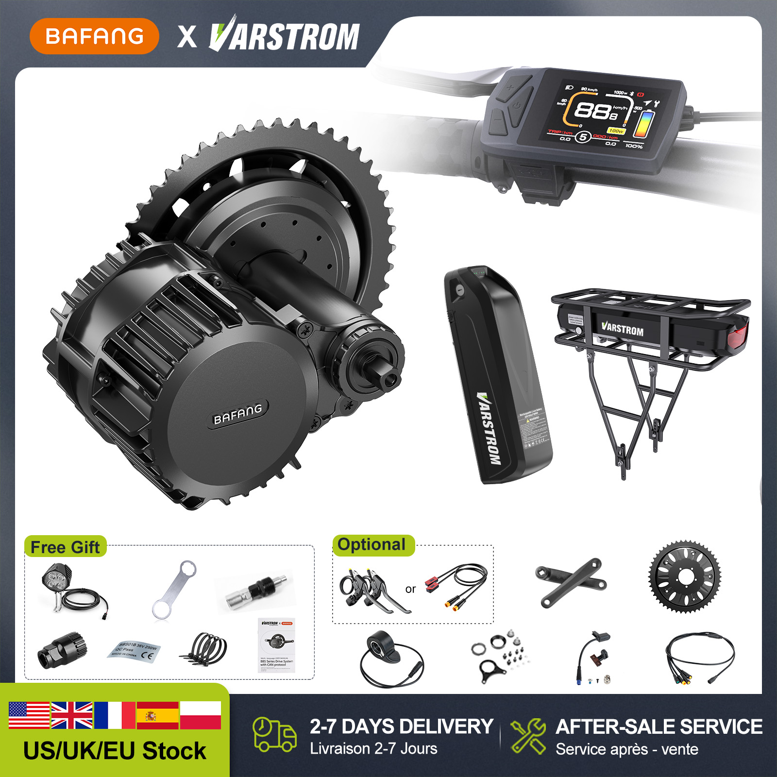 Bafang Bbs02B 48V 750W Mid Drive Kit - [مخزون أمريكي] محرك ومحركات كهربائية للدراجات